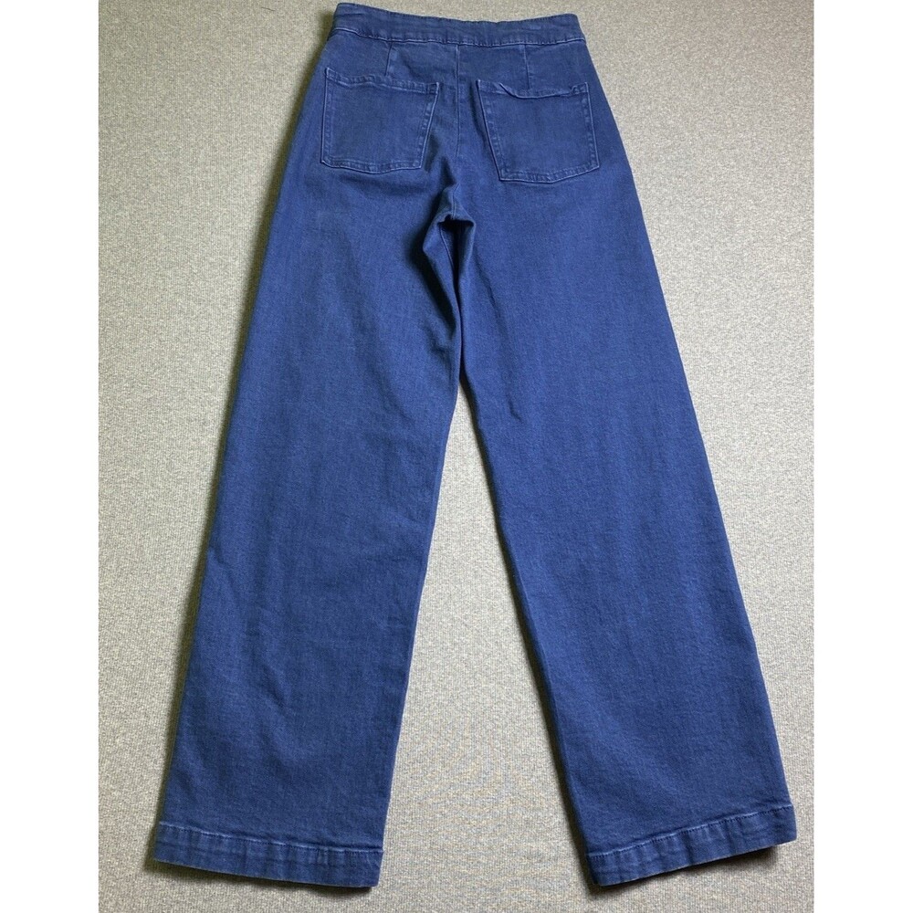 Old Navy Sky-Hi Wide Leg Sailor Pants Extra High Rise Navy Blue Stretch Denim 0 - Picture 2 of 4